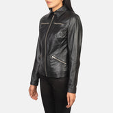 Qulos Black Leather Jacket
